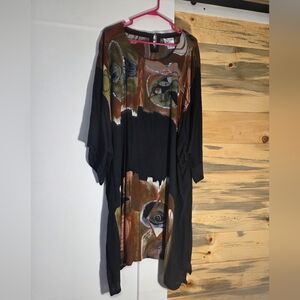 Vintage Midnight Velvet Sequined Boho Moomoo Earthy Dress 100% RAYON Size 2X